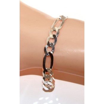 NSA|ARGENTO 925 : Collana o Bracciale uomo catena da 7,5 mm figaro 3 + 1 sbiancata