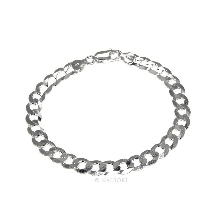 NSA|SILVER 925: necklace or bracelet man chain from 7.8 mm gourmette grumettone bleached