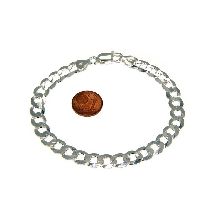 NSA|SILVER 925: necklace or bracelet man chain from 7.8 mm gourmette grumettone bleached