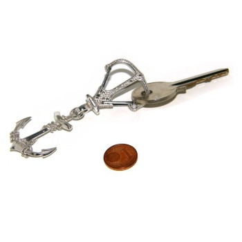 NSA|Portachiavi uomo o donna KeyRing ancora doppio realizzato a mano , tutto Argento 925 massiccio 16,40 gr - marina