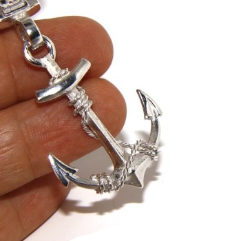 NSA|Keyrings man or woman KeyRing anchor double handmade, all solid 925 16.40 g