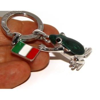 NSA|Portachiavi uomo o donna KeyRing rana frog smalto a fuoco realizzato a mano , tutto Argento 925 17,80 gr - amuleto