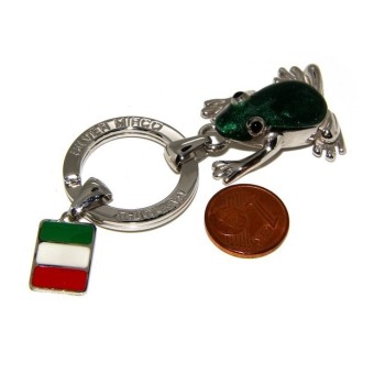 NSA|Portachiavi uomo o donna KeyRing rana frog smalto a fuoco realizzato a mano , tutto Argento 925 17,80 gr - amuleto