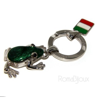NSA|Portachiavi uomo o donna KeyRing rana frog smalto a fuoco realizzato a mano , tutto Argento 925 17,80 gr - amuleto