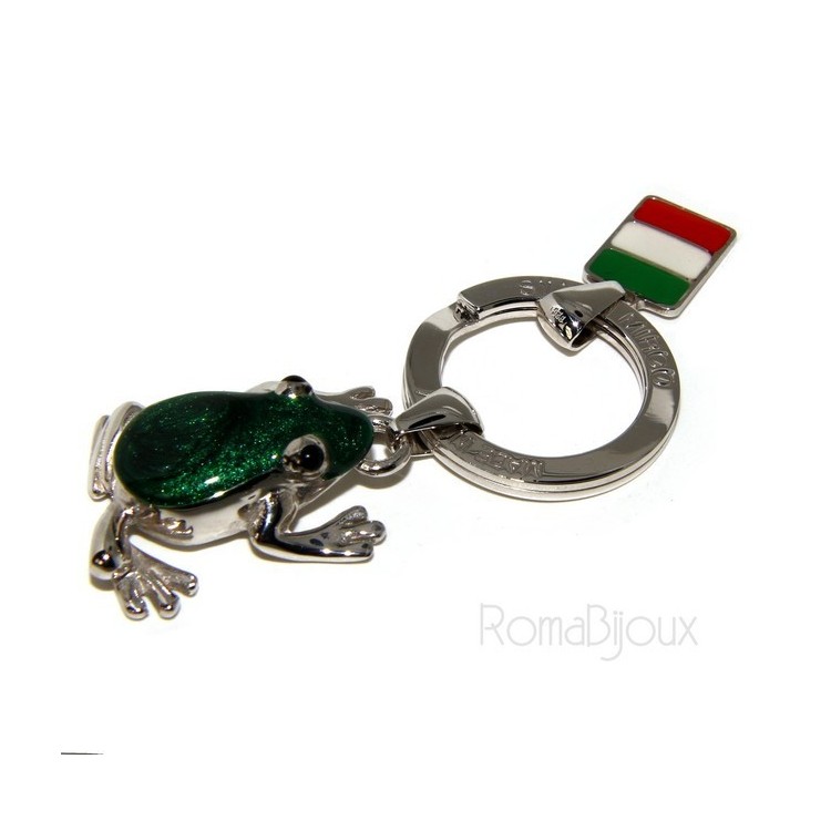 NSA|Portachiavi uomo o donna KeyRing rana frog smalto a fuoco realizzato a mano , tutto Argento 925 17,80 gr - amuleto