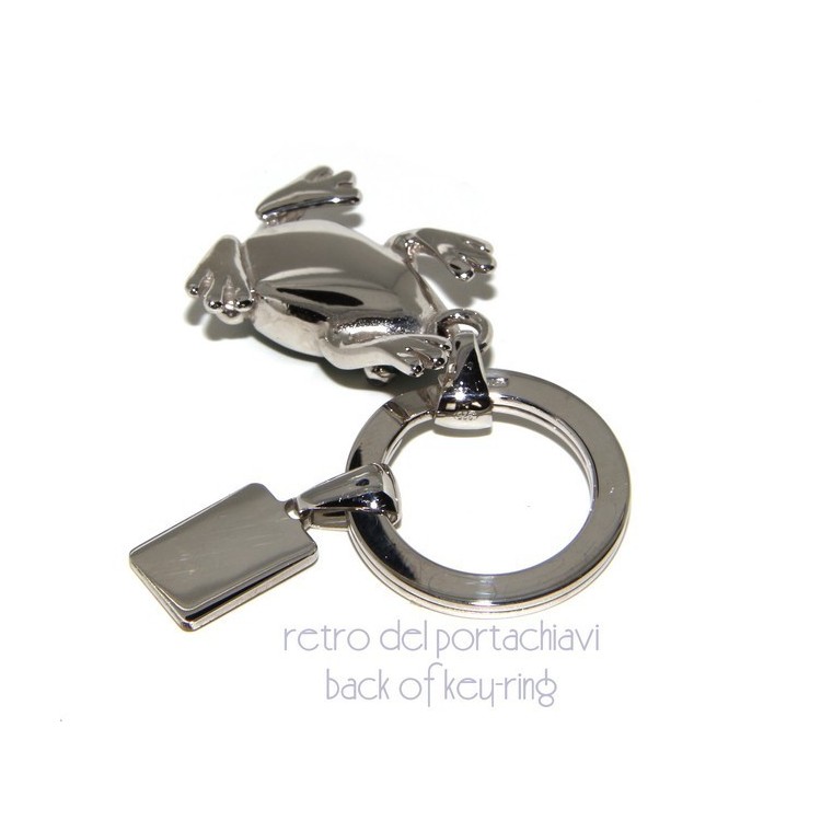 NSA|Portachiavi uomo o donna KeyRing rana frog smalto a fuoco realizzato a mano , tutto Argento 925 17,80 gr - amuleto
