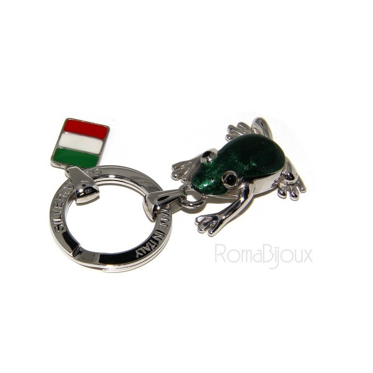 NSA|Portachiavi uomo o donna KeyRing rana frog smalto a fuoco realizzato a mano , tutto Argento 925 17,80 gr - amuleto