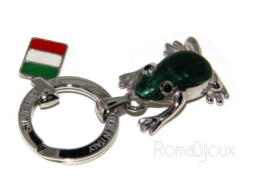 NSA|Portachiavi uomo o donna KeyRing rana frog smalto a fuoco realizzato a mano , tutto Argento 925 17,80 gr - amuleto