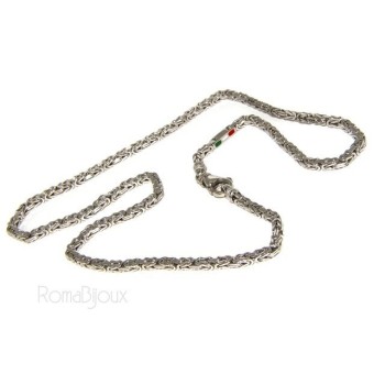 NSA|ARGENTO 925 : collana uomo massiccia maglia bizantina 65 cm made in italy