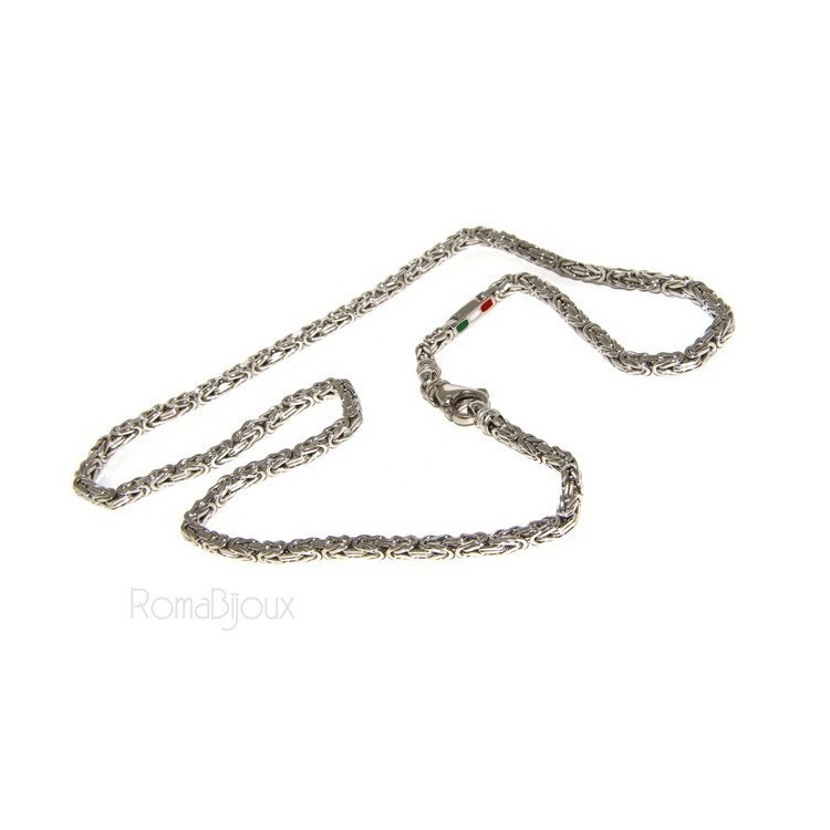 NSA|ARGENTO 925 : collana uomo massiccia maglia bizantina 65 cm made in italy