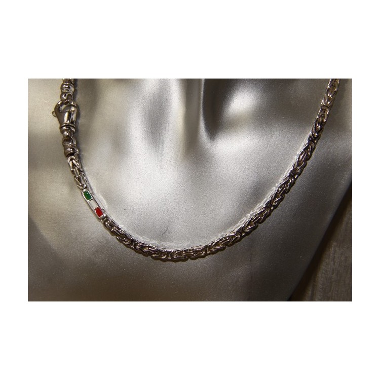 NSA|SILVER 925: Necklace Man massive Byzantine knit 65 cm Made in Italy