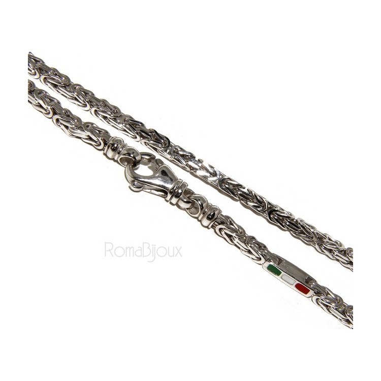 NSA|ARGENTO 925 : collana uomo massiccia maglia bizantina 65 cm made in italy