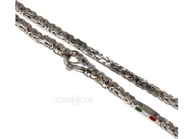 NSA|ARGENTO 925 : collana uomo massiccia maglia bizantina 65 cm made in italy