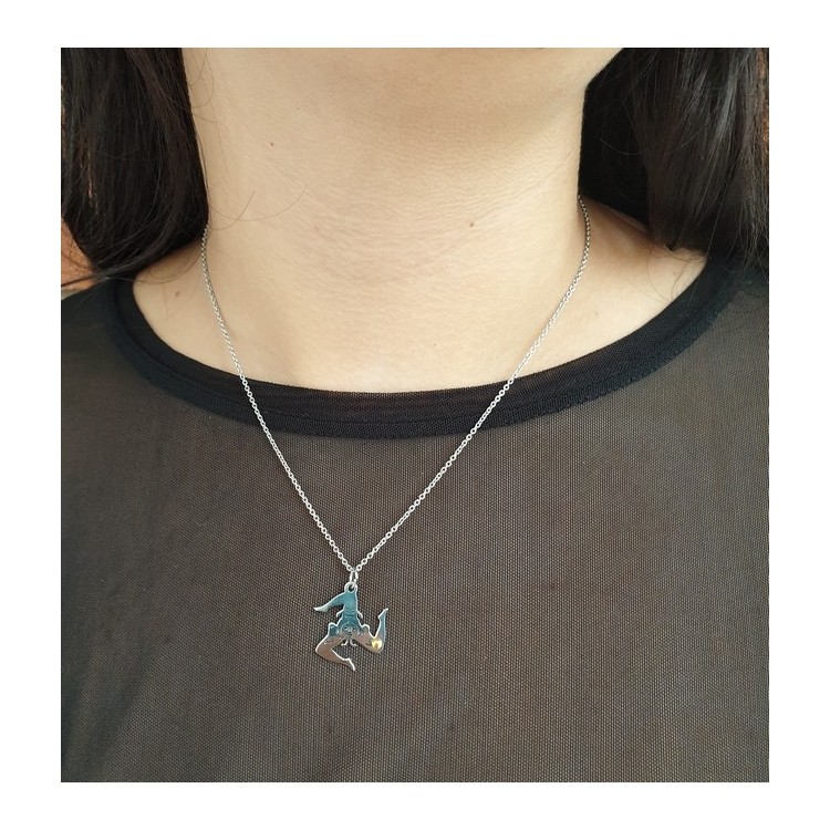 NSA|Italian steel: Necklace Trinacria, Triscele, Sicily with golden point laser cut and round neck