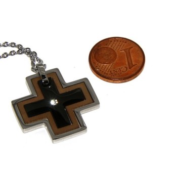 NSA|Acciaio anallergico : Esclusiva collana © NALBORI rolo' ciondolo croce puzzle 3 colori zircone
