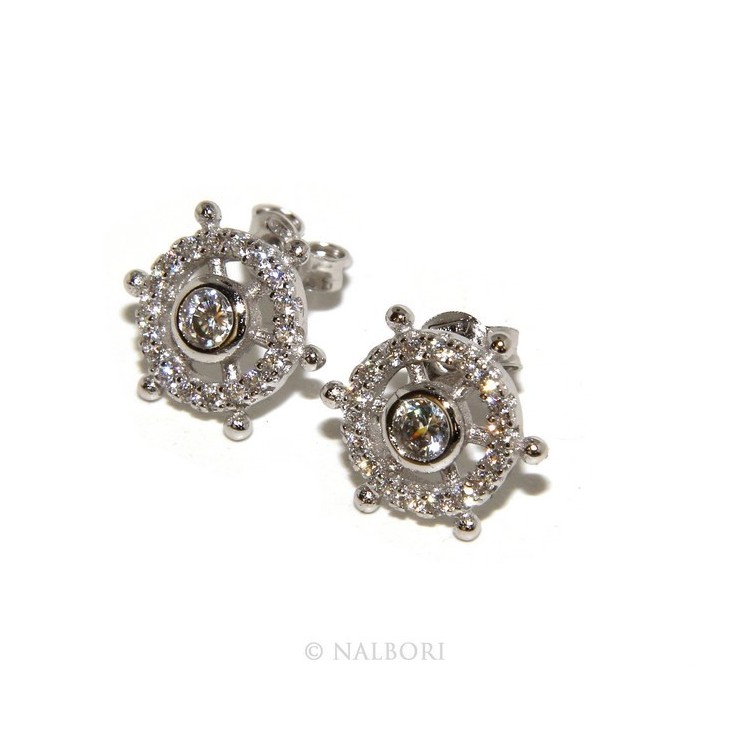 NSA|925: pair of earrings man woman rudder light point cipollino zirconia