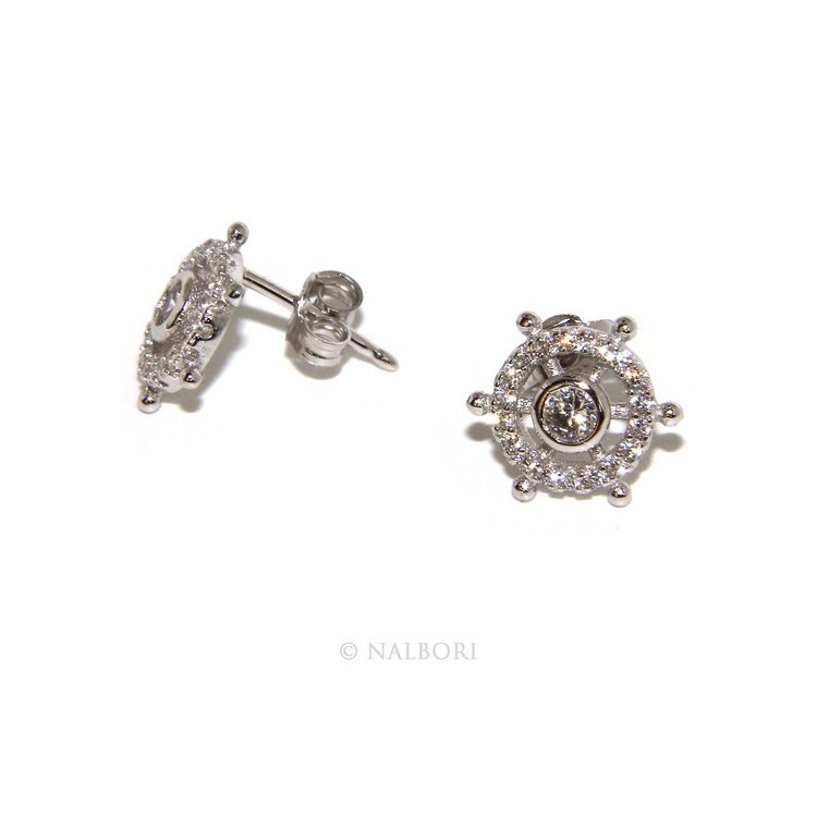 NSA|925: pair of earrings man woman rudder light point cipollino zirconia