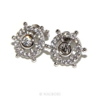 NSA|925: pair of earrings man woman rudder light point cipollino zirconia
