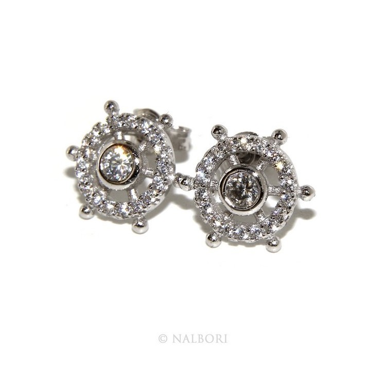 NSA|925: pair of earrings man woman rudder light point cipollino zirconia