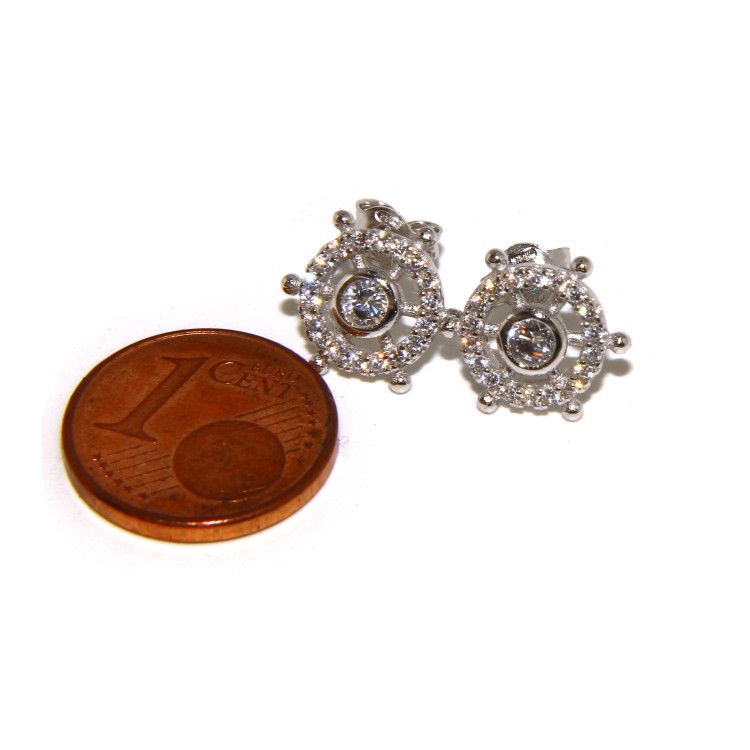 NSA|925: pair of earrings man woman rudder light point cipollino zirconia