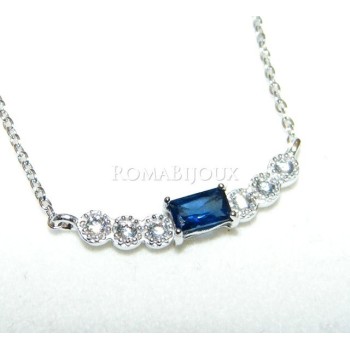 NSA|Argento 925 : Collana Collier donna centrale zirconi bianchi blu