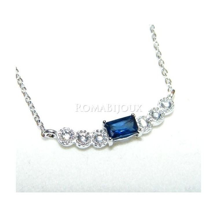 NSA|Argento 925 : Collana Collier donna centrale zirconi bianchi blu