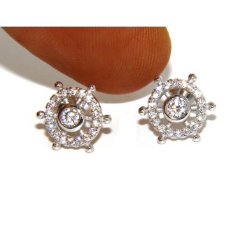 NSA|925: pair of earrings man woman rudder light point cipollino zirconia
