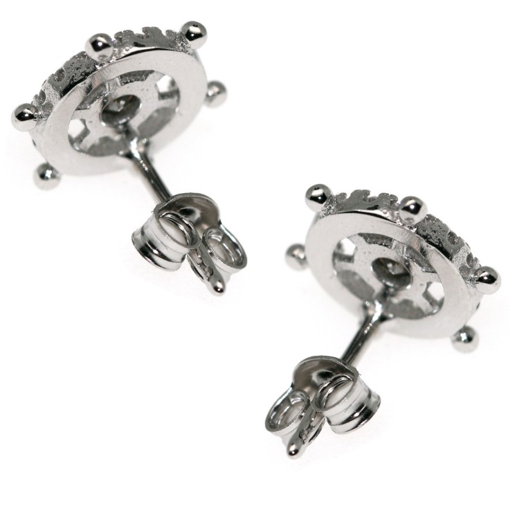 NSA|orecchini argento 925 punto luce cipollino zirconi con il timone serie nautica