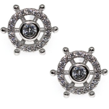 NSA|925 silver earrings with cipollino zircons with the helm of the nautical series