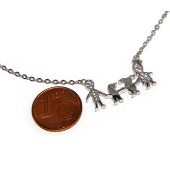 NSA|Argento 925 : Collana Collier donna pendente centrale famiglia con bambino bambina