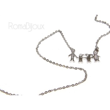 NSA|925: Collier Necklace with central pendant family with Boy and girl