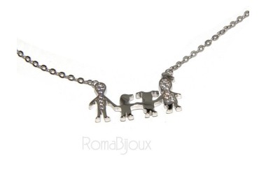 NSA|925: Collier Necklace with central pendant family with Boy and girl