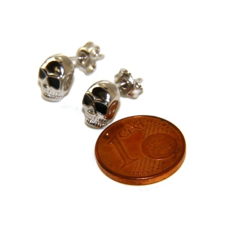 NSA|Stamped 925 silver : earrings casting small woman Man skulls