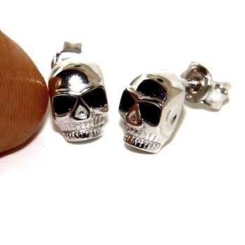 NSA|Stamped 925 silver : earrings casting small woman Man skulls