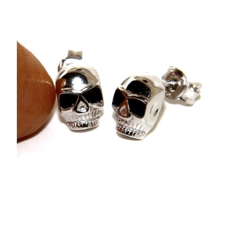 NSA|Stamped 925 silver : earrings casting small woman Man skulls
