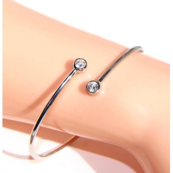 NSA|ARGENTO 925 : Bracciale donna schiava aperto zirconi naturali bianco bianchi brillante