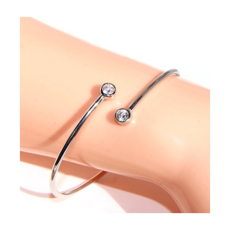 NSA|ARGENTO 925 : Bracciale donna schiava aperto zirconi naturali bianco bianchi brillante