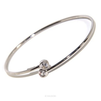 NSA|ARGENTO 925 : Bracciale donna schiava aperto zirconi naturali bianco bianchi brillante