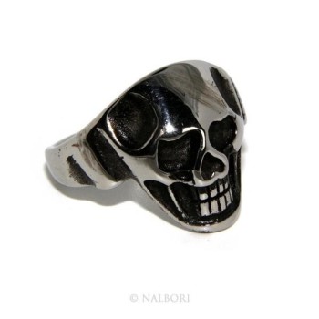 NSA|Acciaio Anallergico inossidabile : anello uomo donna teschio skull 3D brunito