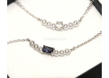 NSA|Argento 925 : Collana Collier donna centrale zirconi bianchi blu