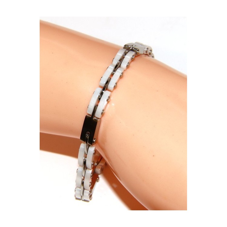 NSA|Bracelet man hypoallergenic ceramic white woman bolted