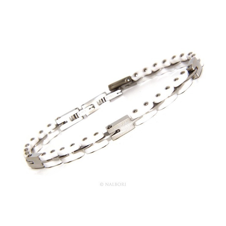 NSA|Bracelet man hypoallergenic ceramic white woman bolted
