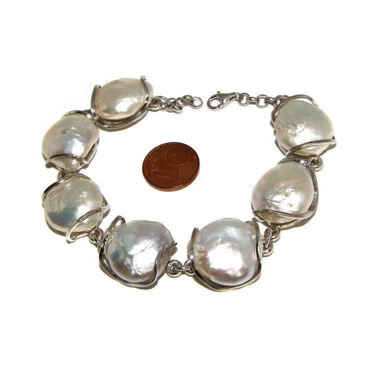 NSA|Argento 925 : Bracciale donna mega perle naturali barocche scaramazze