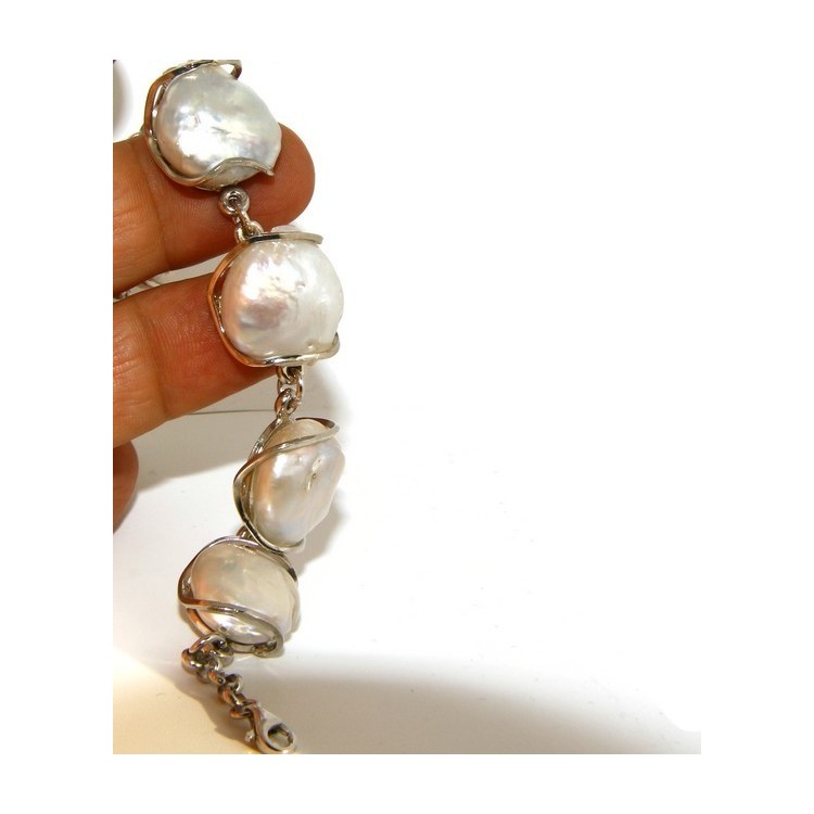 NSA|Argento 925 : Bracciale donna mega perle naturali barocche scaramazze
