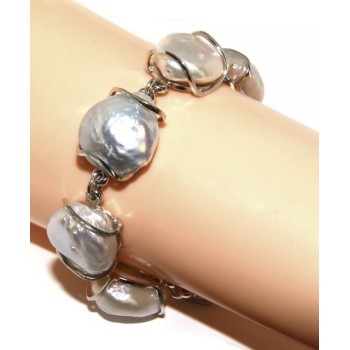 NSA|Argento 925 : Bracciale donna mega perle naturali barocche scaramazze