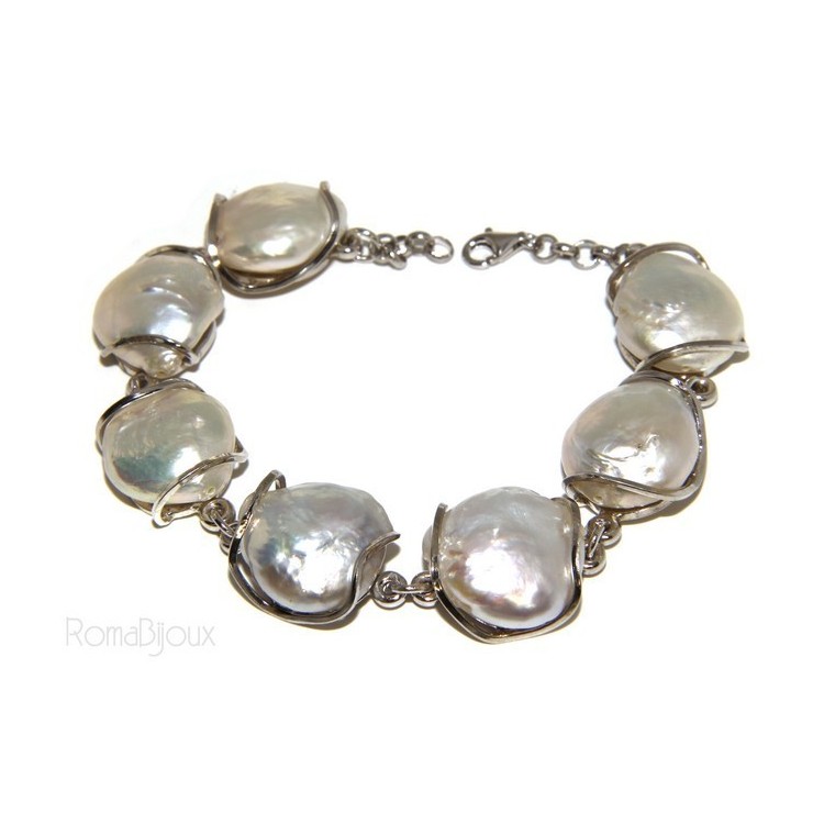 NSA|Argento 925 : Bracciale donna mega perle naturali barocche scaramazze