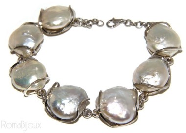 NSA|Argento 925 : Bracciale donna mega perle naturali barocche scaramazze