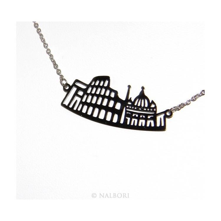 NSA|Steel: Exclusive necklace forzatina city skyline souvenirs of Italy Rome
