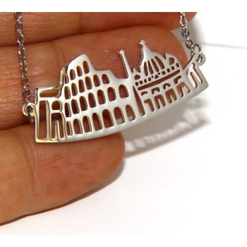 NSA|Steel: Exclusive necklace forzatina city skyline souvenirs of Italy Rome