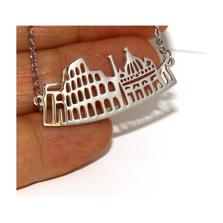 NSA|Steel: Exclusive necklace forzatina city skyline souvenirs of Italy Rome